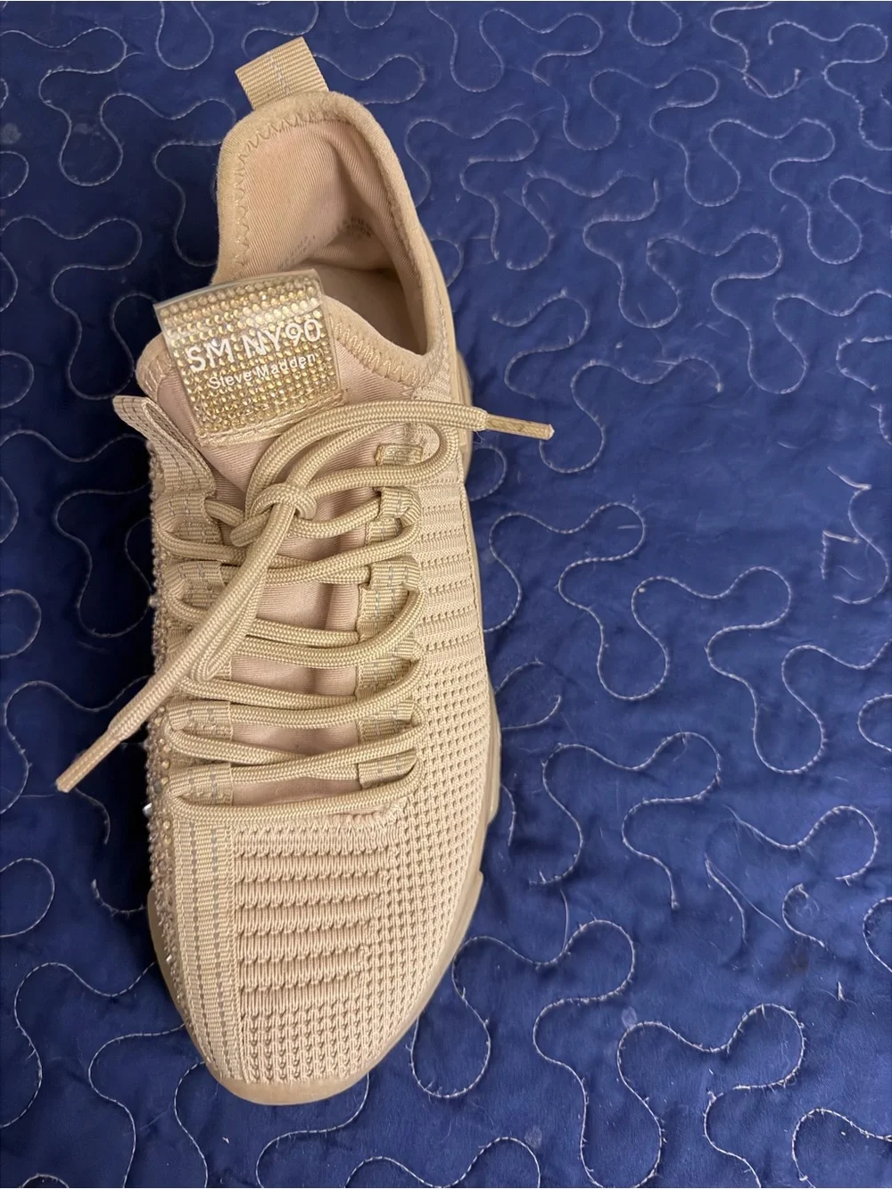 Steve Madden Beige Knit Lace-Up Women's Sneakers
